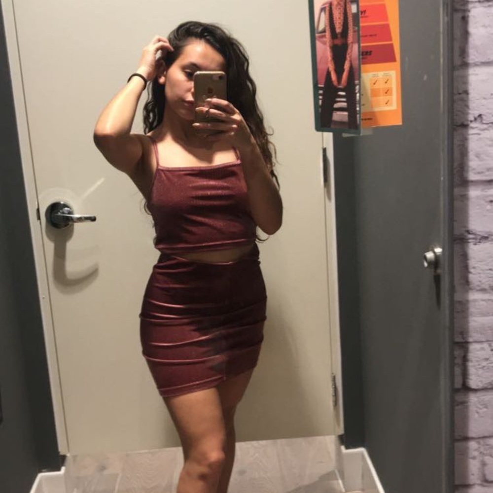 Forever 21 maroon matching skirt set